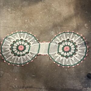 Fancy, Vintage Twin Circle Crocheted, Large Doily